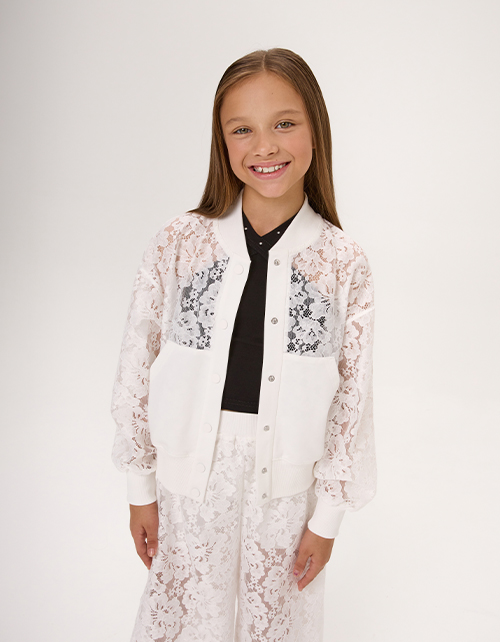 Кружевной жакет-бомбер для девочки